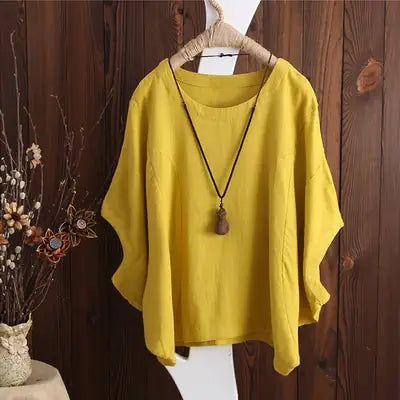 Women’s Casual Loose-Fit Tunic Top with Pendant Necklace – Multiple Colors