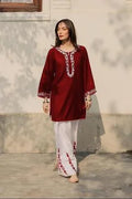 Maroon Embroidered Kurta Set